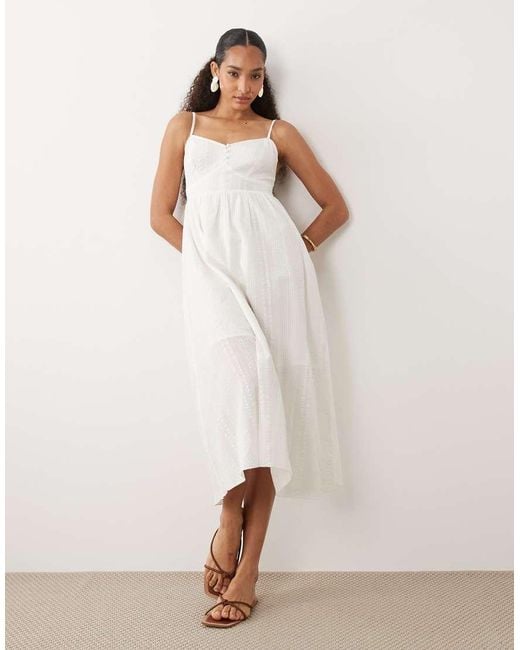 New Look Natural Seersucker Textured V Waist Midi Dress