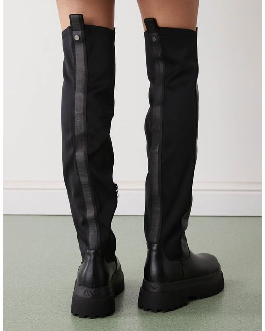Buffalo Black Pluto Over The Knee Boot