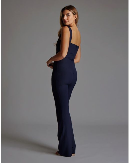 Vesper Blue Sweetheart Wide Leg Jumpsuit With Cut Out