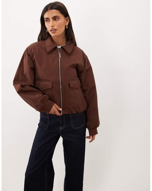Nobody's Child Brown Collared Zip Down Bomber Jacket