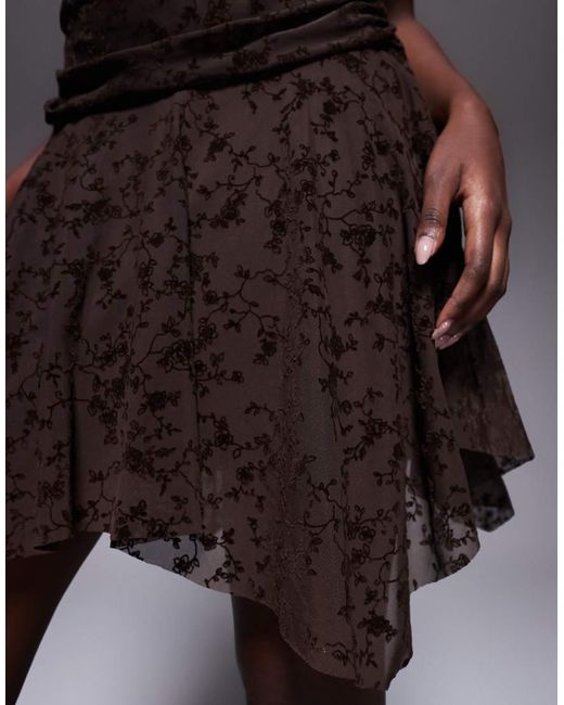ASOS Brown Devore Short Sleeve Drapey Mini Dress