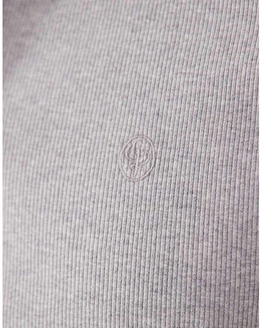 ASOS Gray Heavyweight Muscle Fit Henley T-shirt With Chest Embroidery for men