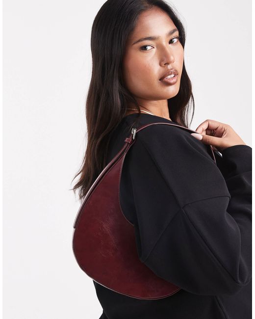 ASOS Purple Asymmetric Scoop Shoulder Bag With Buckle Detail