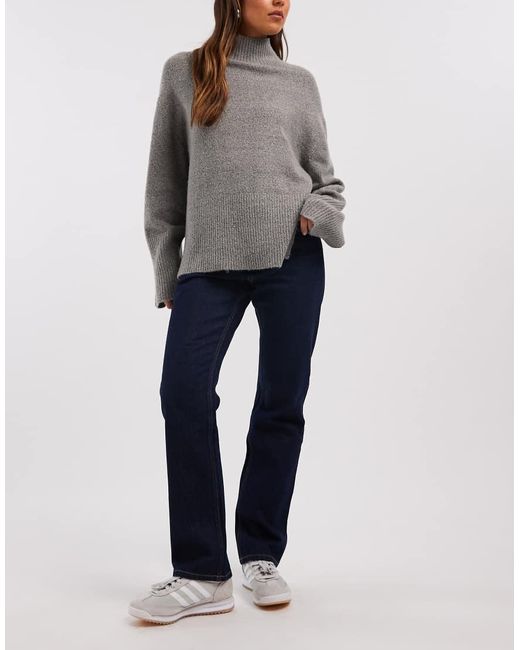 Vaqueros De Corte Recto Slim Y Talle Alto Con Acabado Enjuagado De -Azul Marino ASOS de color Gray