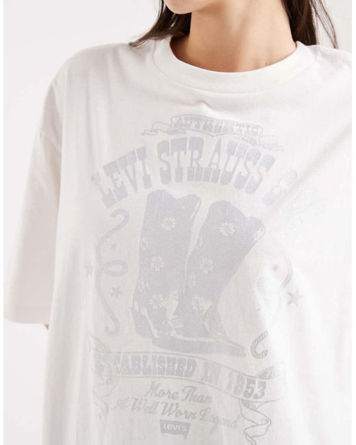 Levi's White Oversized Foil Cowboy Graphic Tee
