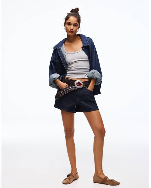 Bershka Blue '90s Denim Shorts