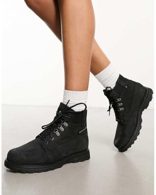 Caterpillar Black Cat Charli Fleece Lace Up Leather Boots
