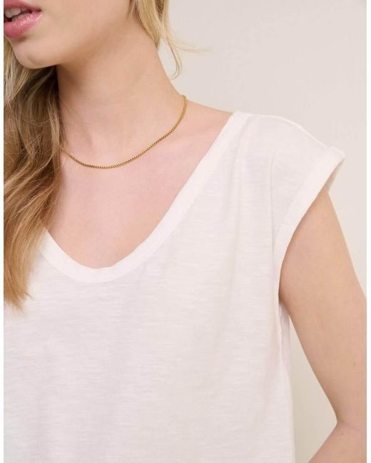 Nobody's Child Natural Turn Up Sleeve Jersey Top