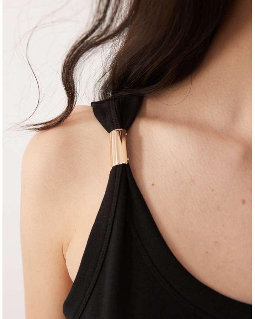 Jdy Black Buckle Detail Top