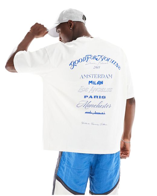 Good For Nothing White Oversized T-shirt With Logo Script for men