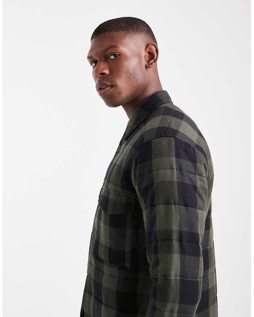 Only & Sons Black Quilted Check Jacket for men