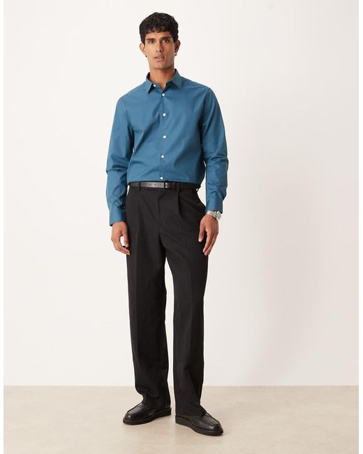 ASOS Blue Regular Poplin Shirt for men