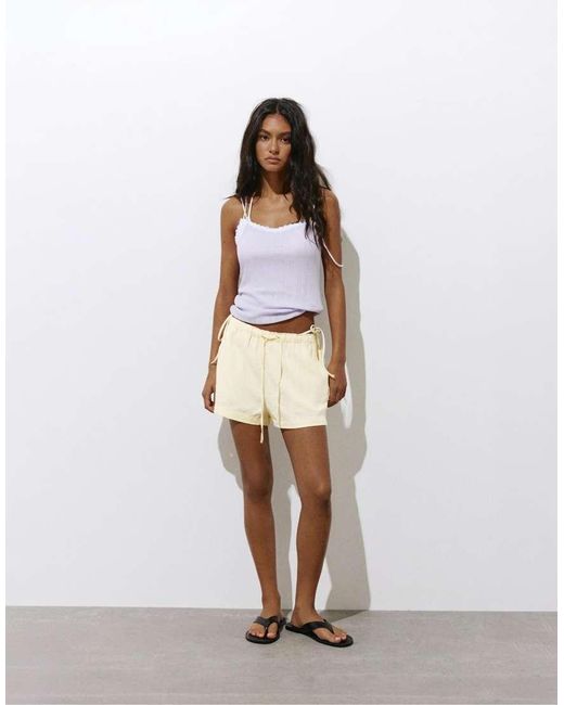 Pull&Bear Natural Linen Blend Shorts