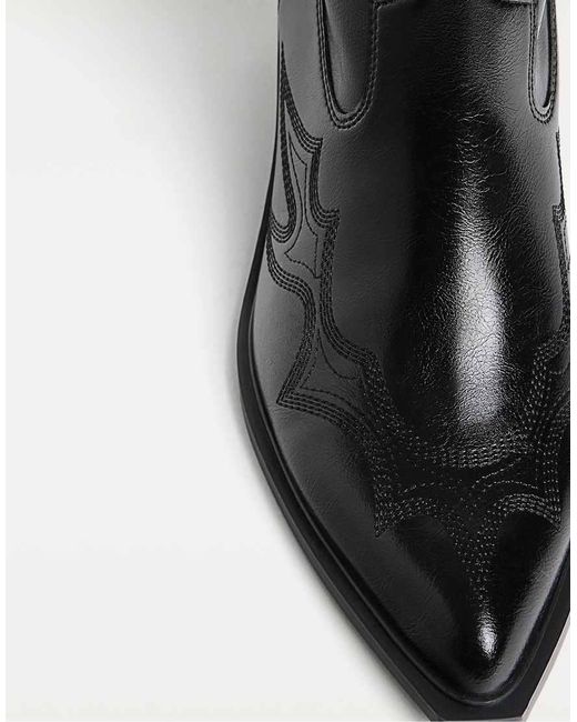 Stradivarius Brown Heeled Cowboy Ankle Boots