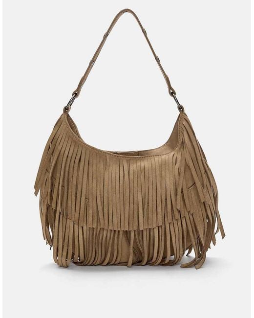 Pull&Bear Brown Fringed Shoulder Bag