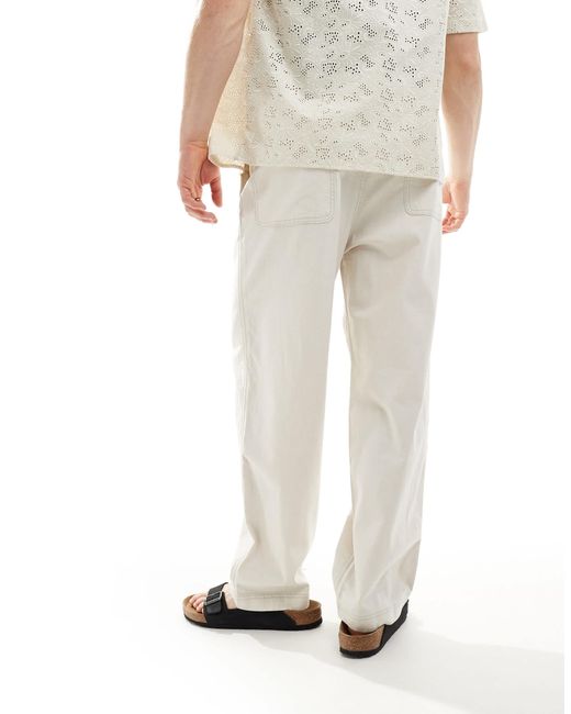 Hollister – weite hose aus leinen in Natural für Herren