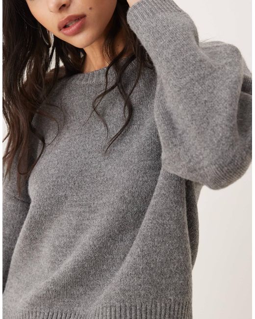 Pull col rond - gris Mango en coloris Gray
