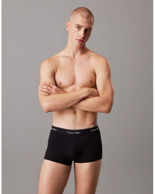 Pack De 3 Calzoncillos Negros De Talle Bajo Icon Cotton Stretch De Calvin Klein de hombre de color Black