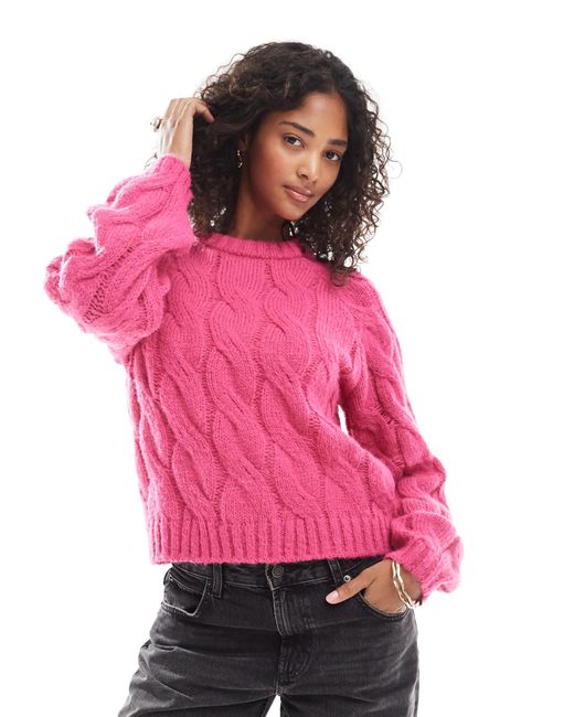 Pieces Pink Cable Knit Jumper