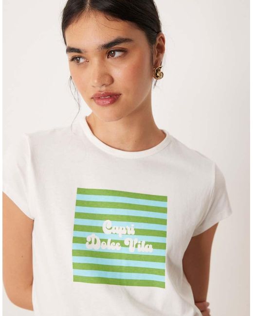 Mango T-Shirt Met Dolce Vita-Print in het Green