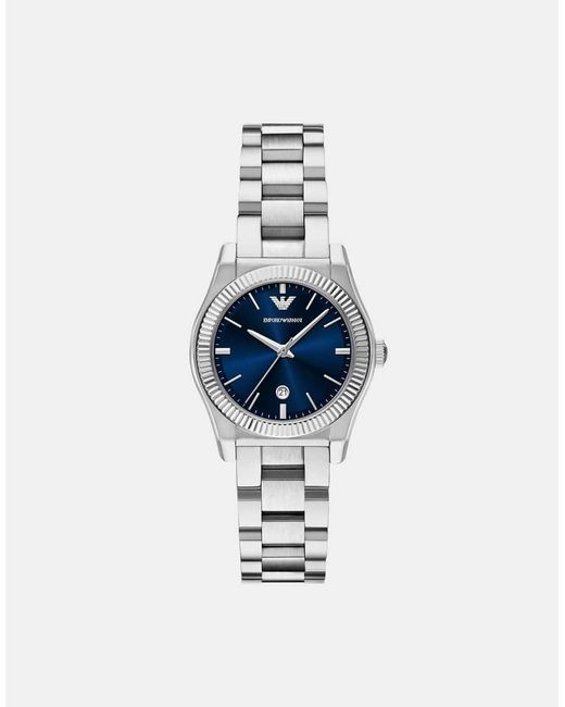 Emporio Armani Blue Three-Hand Stainless Steel Watch
