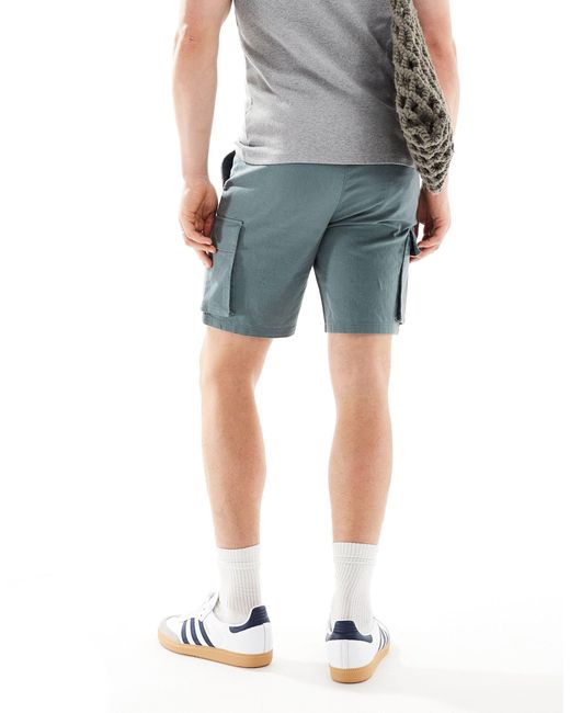 Only & Sons – cargo-shorts zum hineinschlüpfen aus leinenmix in Blue für Herren