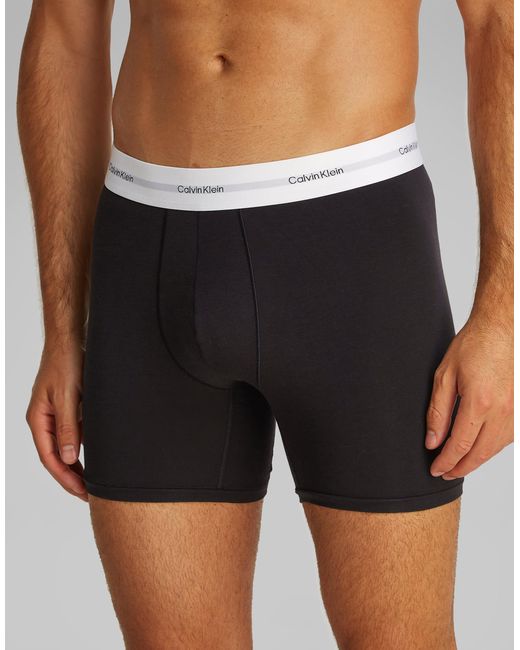Calvin Klein – cotton modal – 3er-pack elastische boxershorts in White für Herren