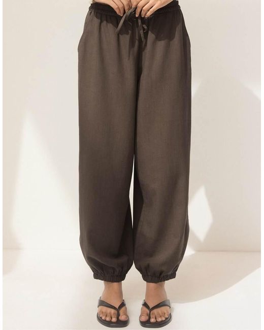 Stradivarius Natural Linen-Effect Sarouel Trousers