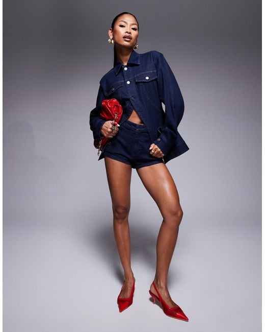 AFRM Blue Dark Denim Hot Pants