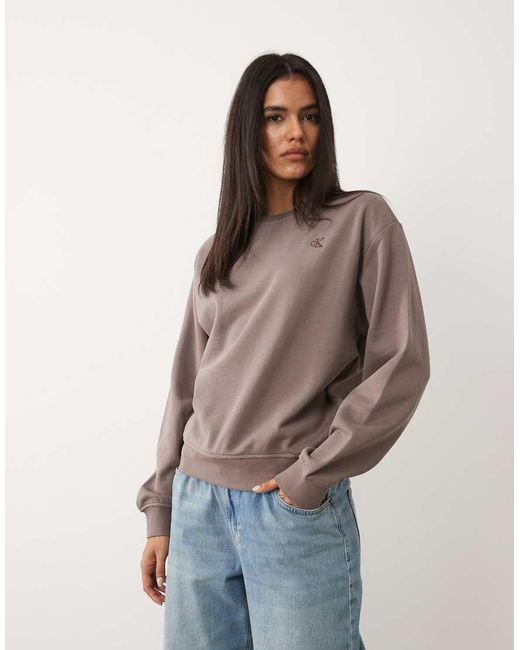 Calvin Klein Brown Monogram French Terry Sweatshirtin Light
