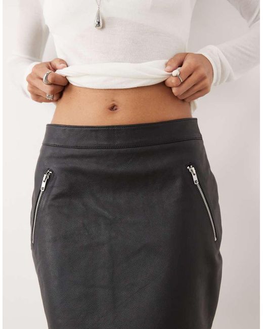 Barney's Originals Natural Classic Leather Mini Skirt