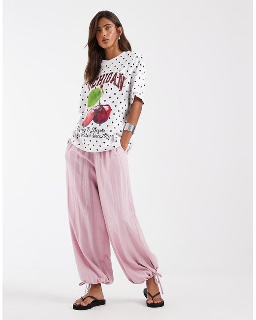 ASOS White Oversized Jersey With Michigan Cherry Graphic