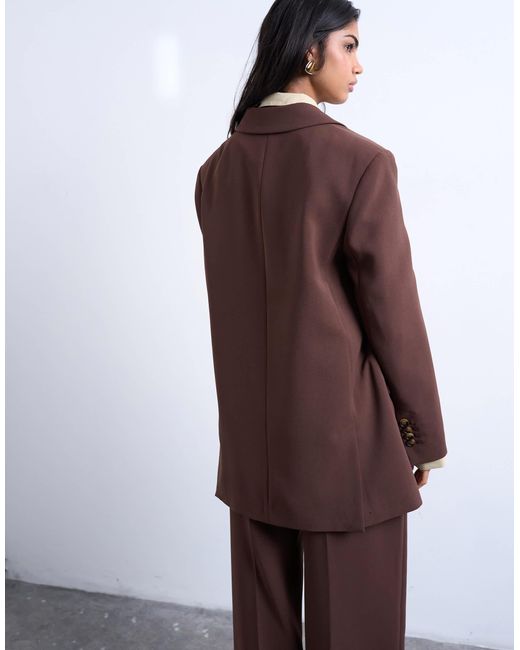 Blazer d'ensemble coupe décontractée à 2 boutons - chocolat TOPSHOP en coloris Brown