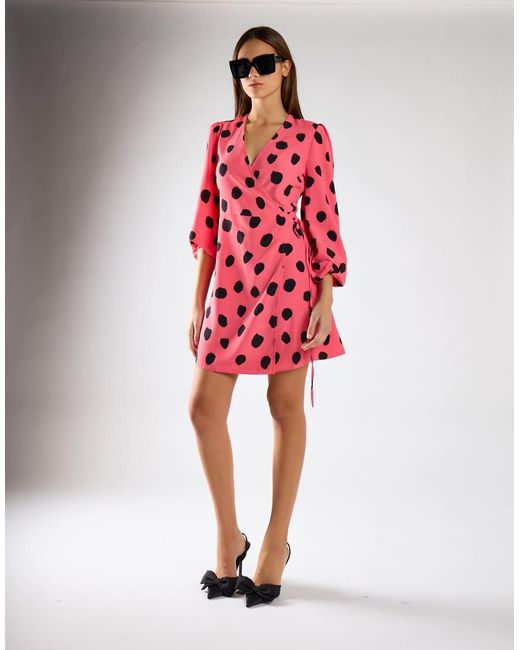 Glamorous Red Wrap Front Mini Dress