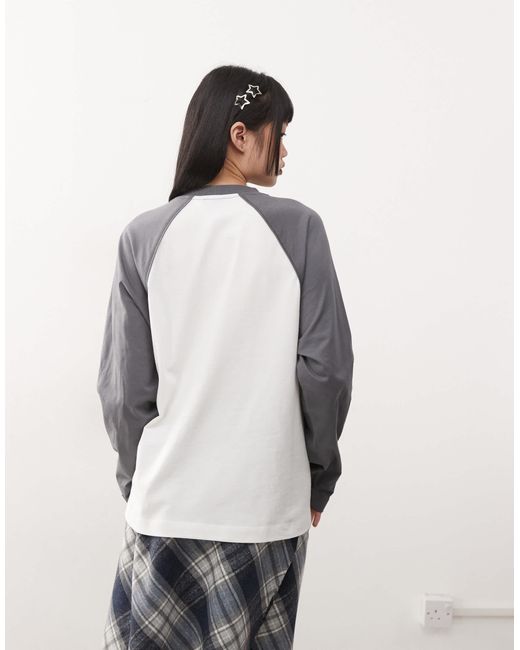 Collusion White Relaxed Retro Logo Raglan T-Shirt