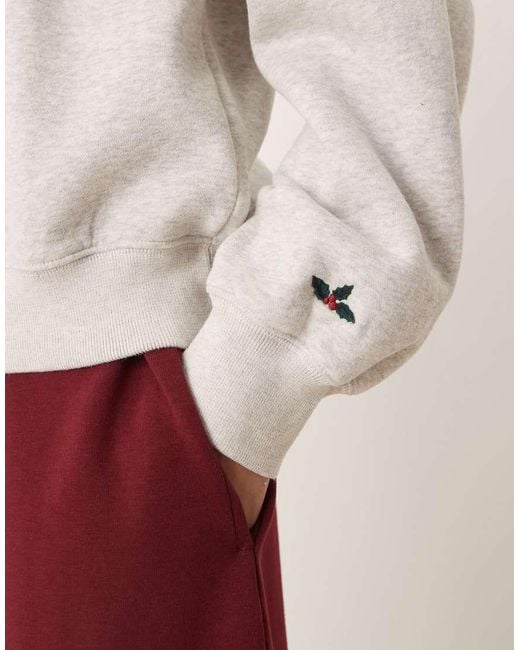 Abercrombie & Fitch Gray Holiday Graphic Hoodie