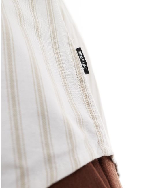 Only & Sons White Short Sleeve Oxford Shirt for men