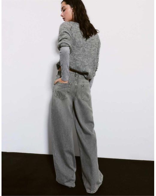 Pull&Bear Losse Oversized Jeans in het White