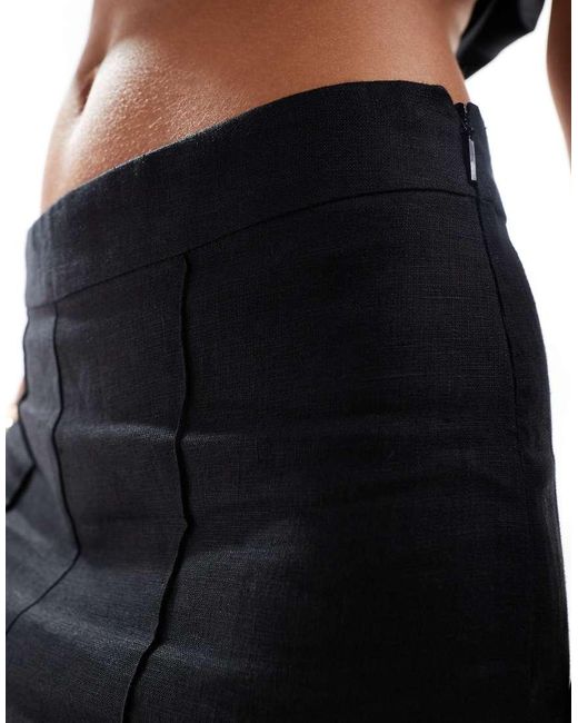 Pantalones De Sastre Negros De Lino De (Parte De Un Conjunto) Mango de color Black