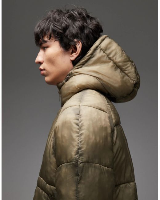 Collusion Gray Washed Puffer With Hood for men