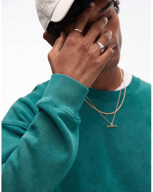 Felpa Oversize Verde Slavato di Topman in Green da Uomo