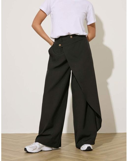 PixieGirl White Petite Wrap Wide Leg Trousers
