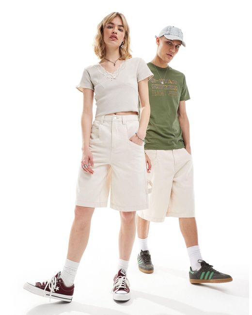 Pantalones cortos color holgados unisex Reclaimed (vintage) de color White