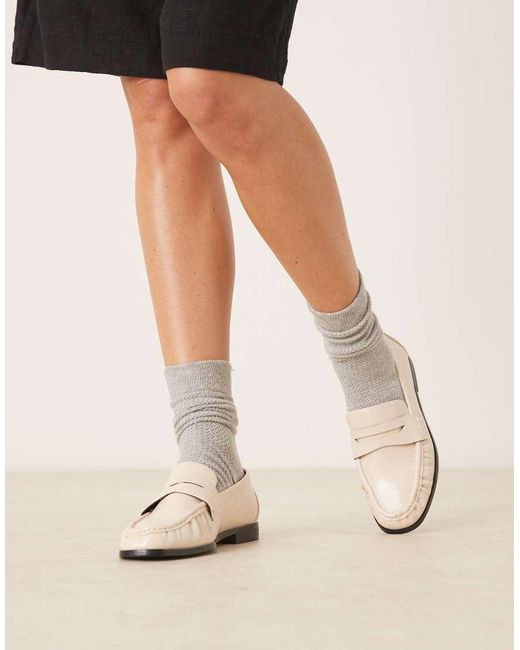 ASOS Natural Minnie Ruched Detail Loafer