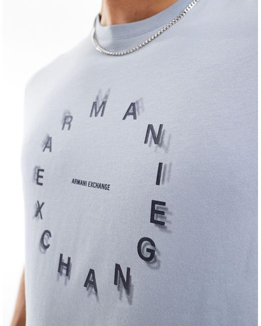 Camiseta gris jaspeado con logo circular Armani Exchange de hombre de color Blue