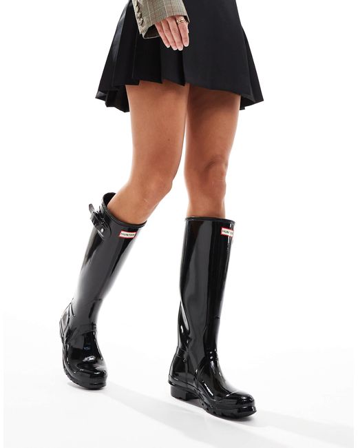 Original - bottes en caoutchouc montantes brillantes Hunter en coloris Black