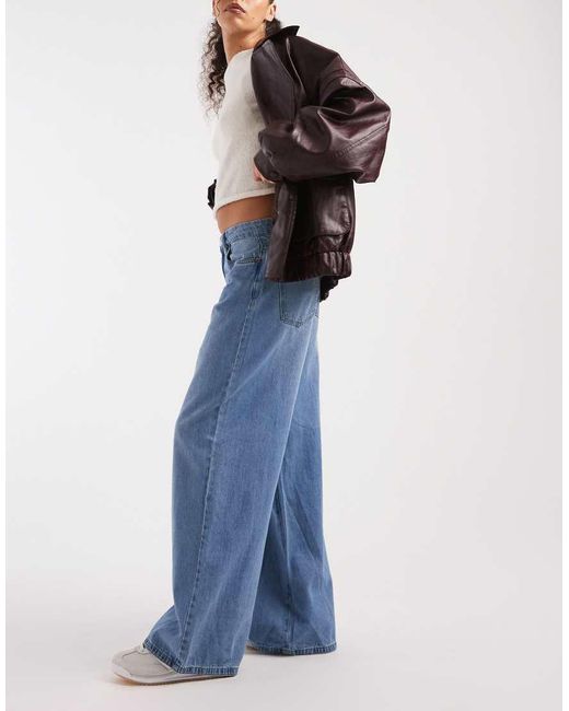 Vero Moda Blue Remy Mid Rise Wide Leg Jeans