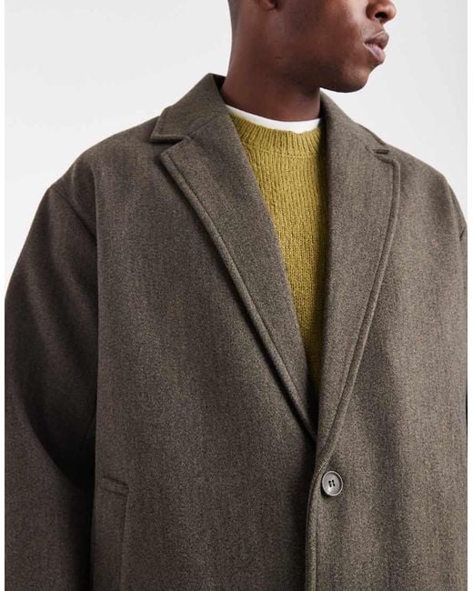 Only & Sons Green Drop Shoulder Longline Coat for men