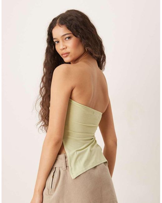 Motel Natural Ruched Bandeau Top