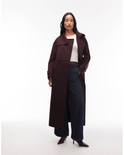 ARKET Blue Wool Maxi Belted Trench Coat With Side Splits
